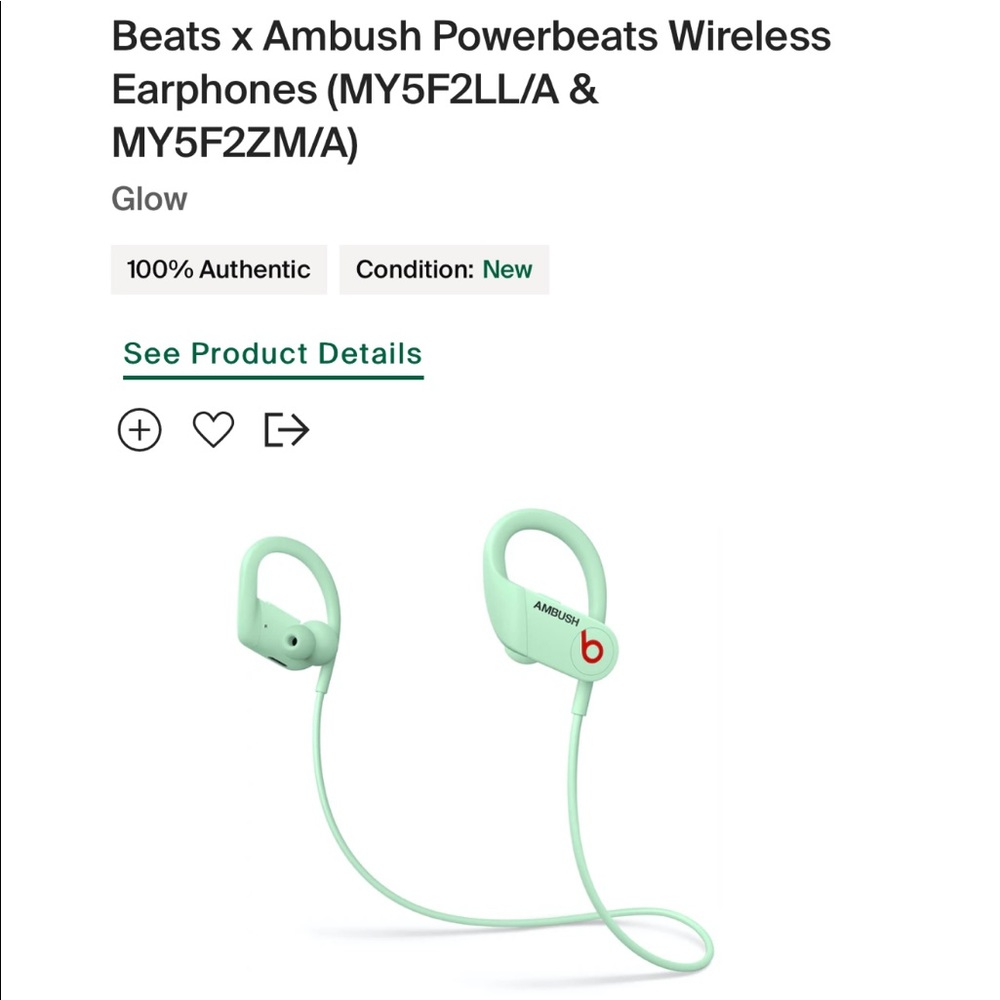 Beats x Ambush Powerbeats Wireless Earphones (Glow in the dark)